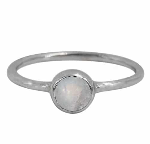 Stone Rainbow Moonstone Silver Ring
