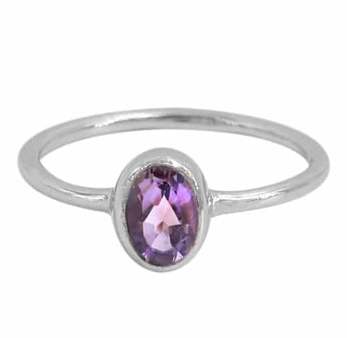 Stone Amethyst Silver Ring