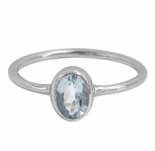 Stone Blue Topaz Silver Ring