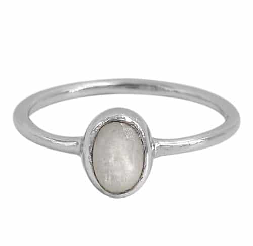 Stone Rainbow Moonstone Silver Ring