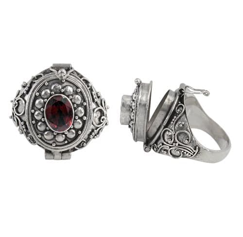 Width Garnet Silver Ring