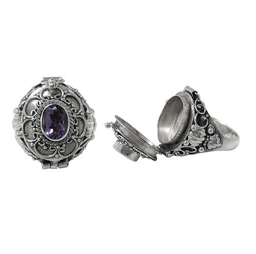 Width Amethyst Silver Ring