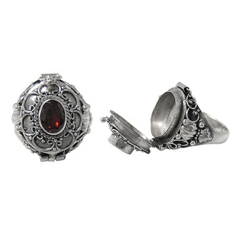 Width Garnet Silver Ring