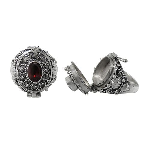 Width Garnet Silver Ring