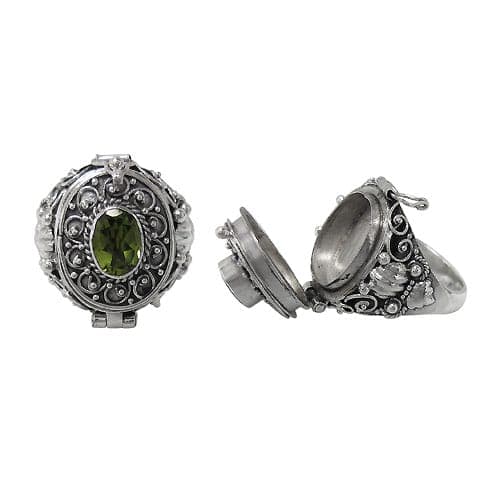 Width Peridot Silver Ring