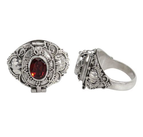 Width Garnet Silver Ring
