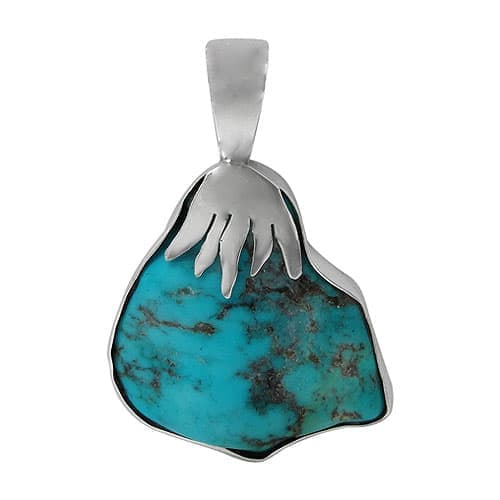 Free Shape Stone Arizona Turquoise Silver Pendant