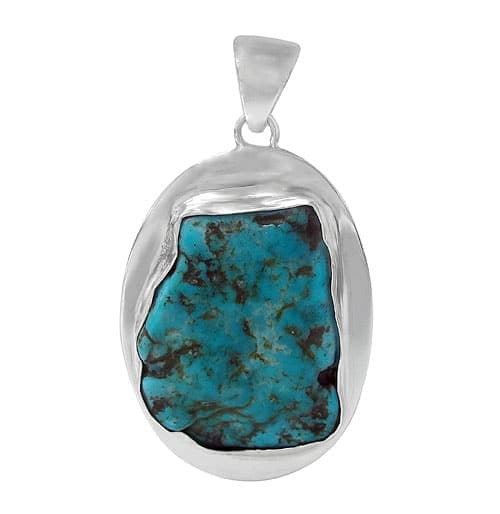 Free Shape Stone Arizona Turquoise Silver Pendant