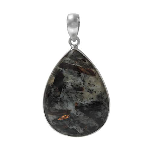 Teardrop Shape Stone Astrophyllite Silver Pendant