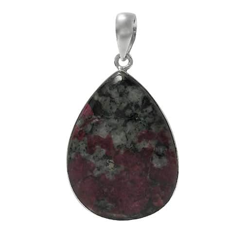 Teardrop Shape Stone Eudialyte Silver Pendant