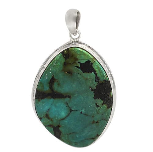 Colour And Size May Vary Turquoise Silver Pendant