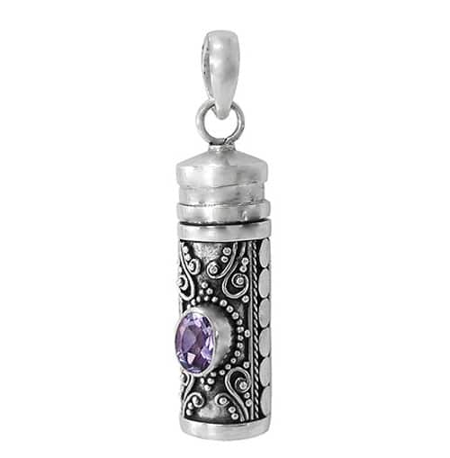 Poison Amethyst & Blue Topaz & Garnet & Peridot Silver Pendant