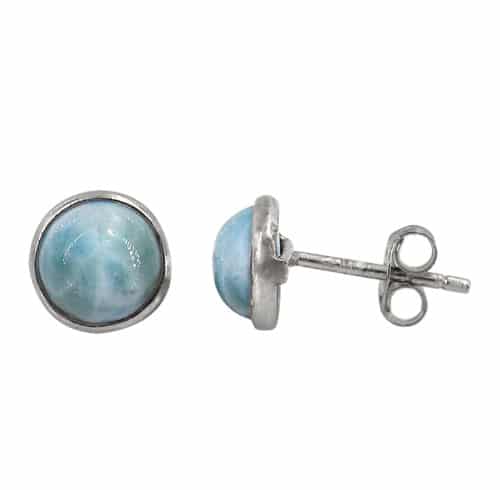 Diameter(stone). Colour And Size May Vary Larimar Silver Earrings