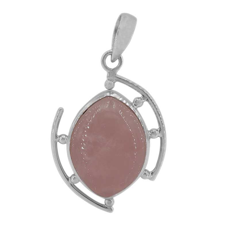 Rose Quartz Silver Pendant