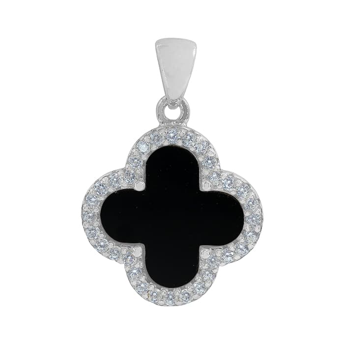 4 Leaf Clover Agate Silver Pendant