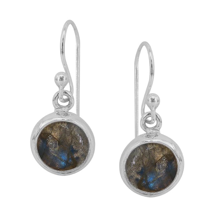 Round Labradorite Silver Earrings