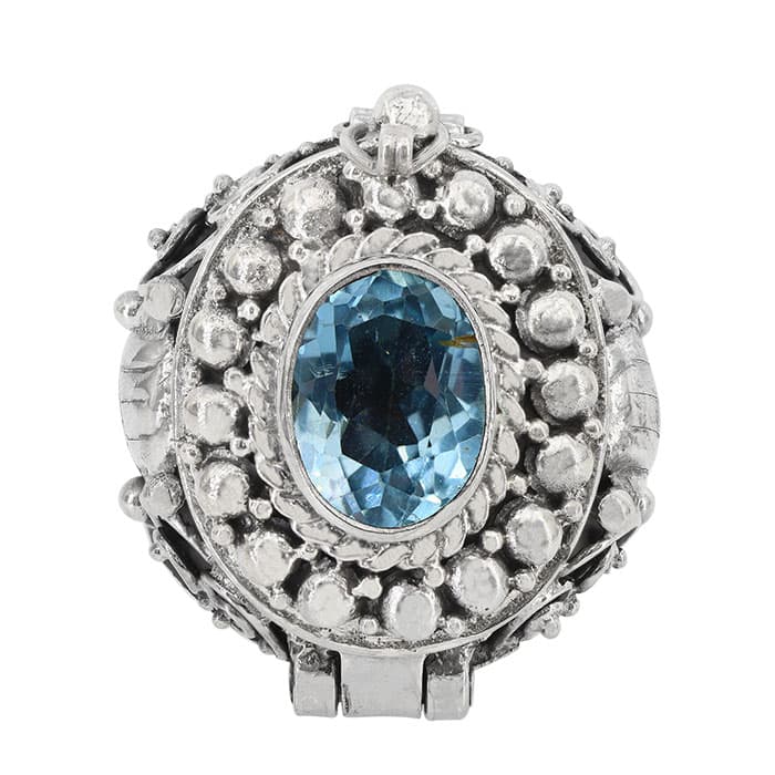 Blue Topaz Poison Silver Ring