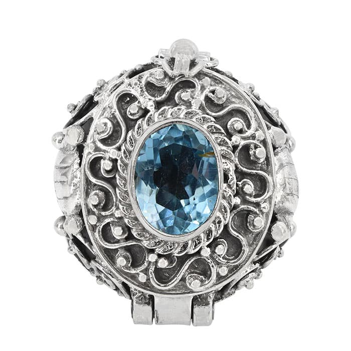 Blue Topaz Poison Silver Ring