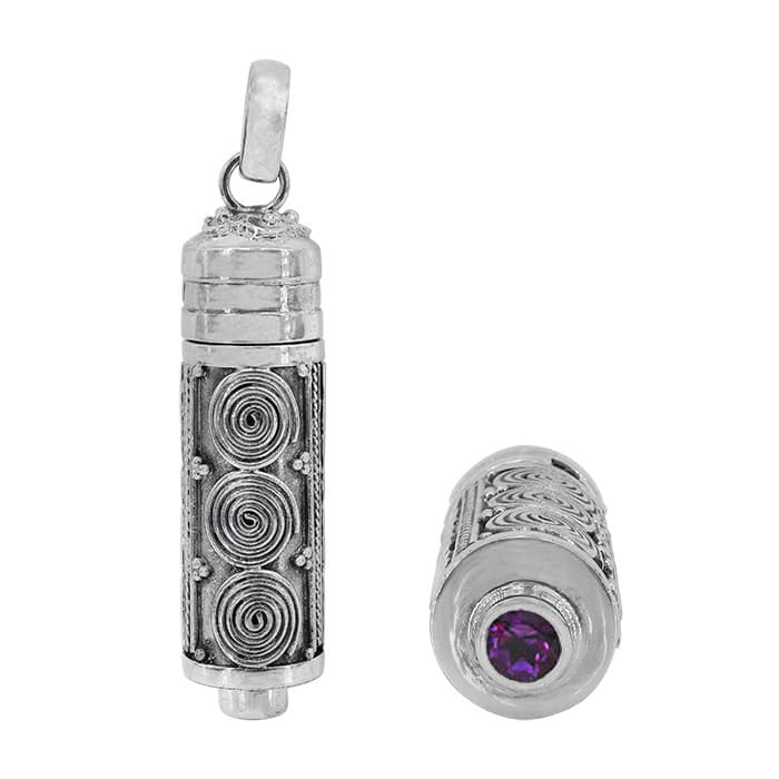 Poison Tube Amethyst Silver Pendant