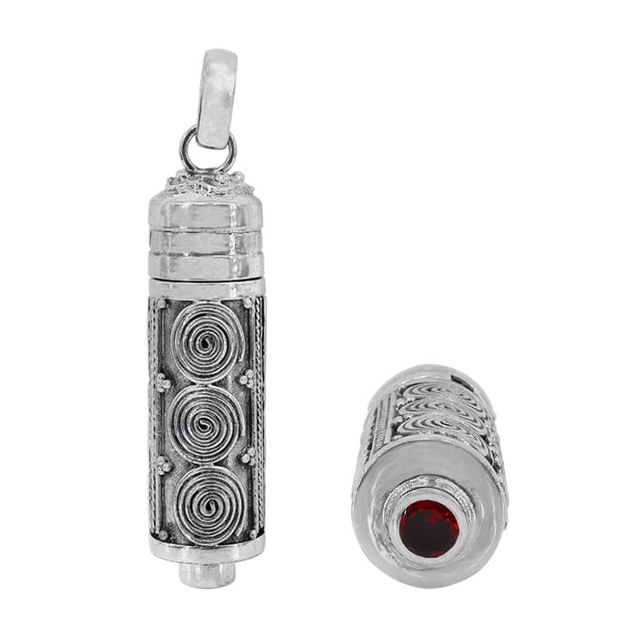 Poison Tube Garnet Silver Pendant