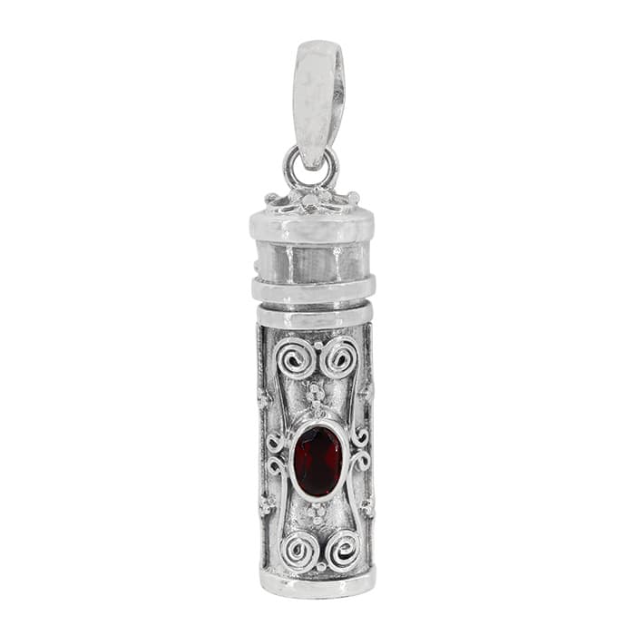 Poison Tube Garnet Silver Pendant