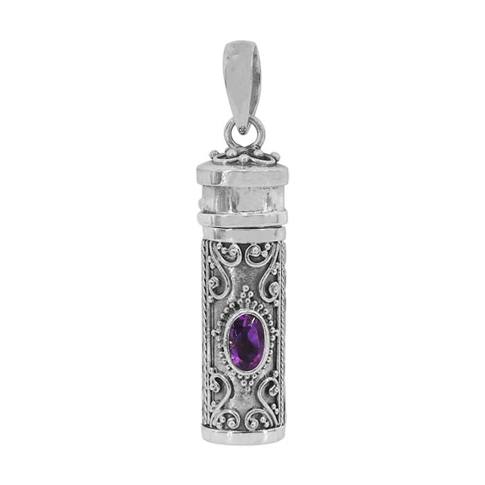 Poison Tube Amethyst Silver Pendant