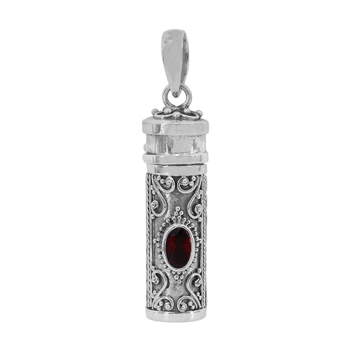 Poison Tube Garnet Silver Pendant