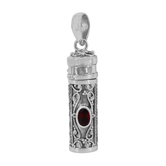 Poison Tube Garnet Silver Pendant