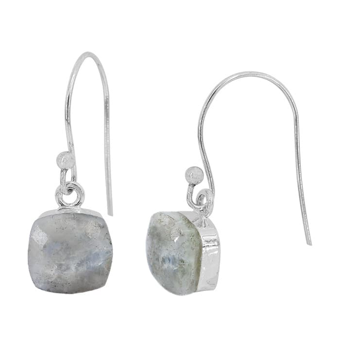 Rainbow Moonstone Silver Earrings