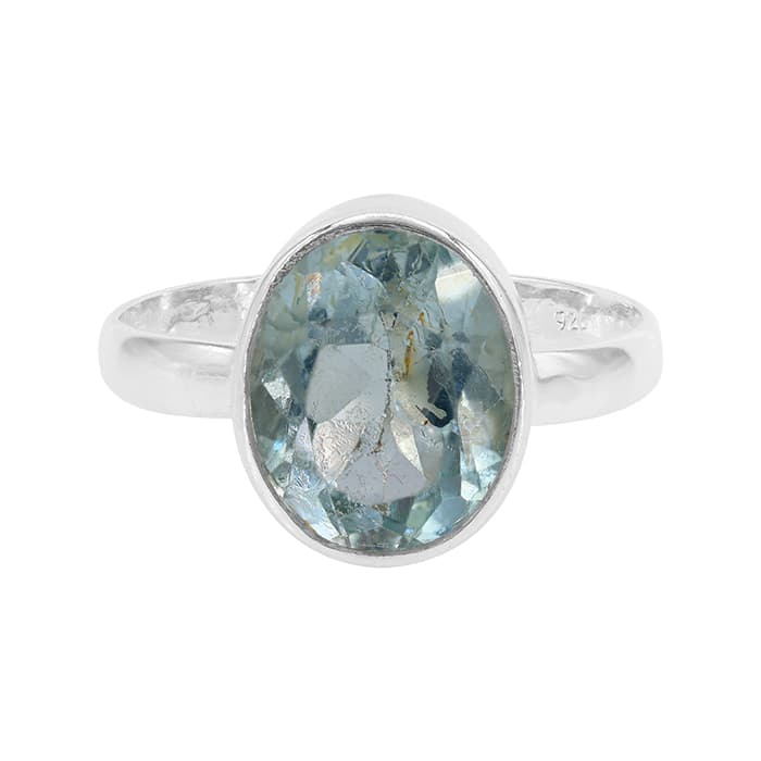 Oval Blue Topaz Silver Ring