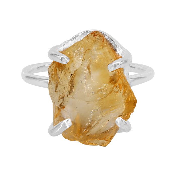 Free Shape Citrine Aquamarine Silver Ring