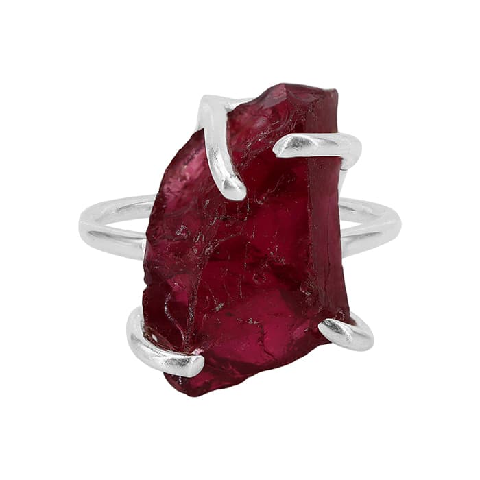 Free Shape Garnet Silver Ring