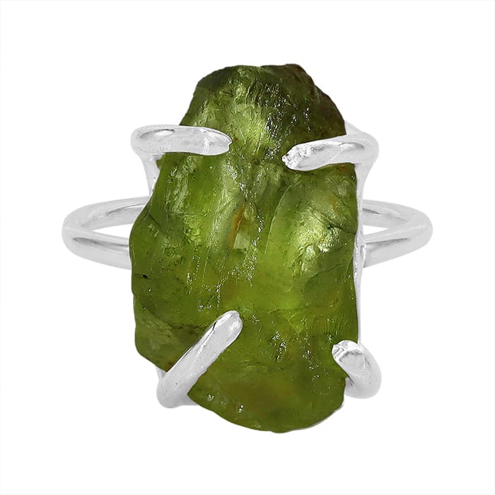 Free Shape Peridot Silver Ring