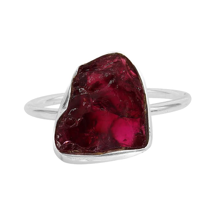 Free Shape Garnet Silver Ring