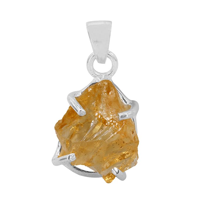 Free Shape Citrine Silver Pendant
