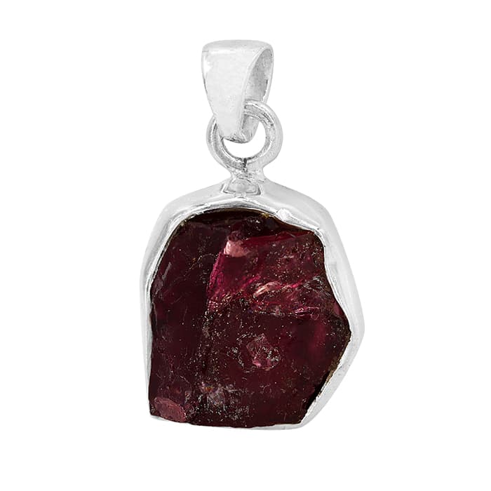 Free Shape Garnet Silver Pendant