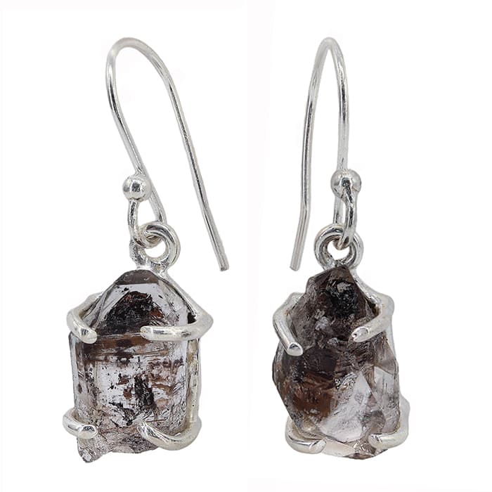 Free Shape Herkimer Quartz Silver Earrings