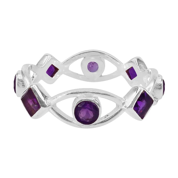 Evil Eye Amethyst Silver Ring