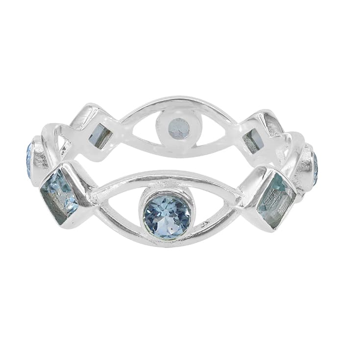 Evil Eye Topaz Silver Ring