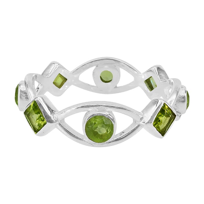 Evil Eye Peridot Silver Ring