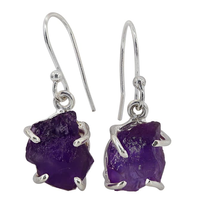 Free Shape Amethyst Silver Earrings