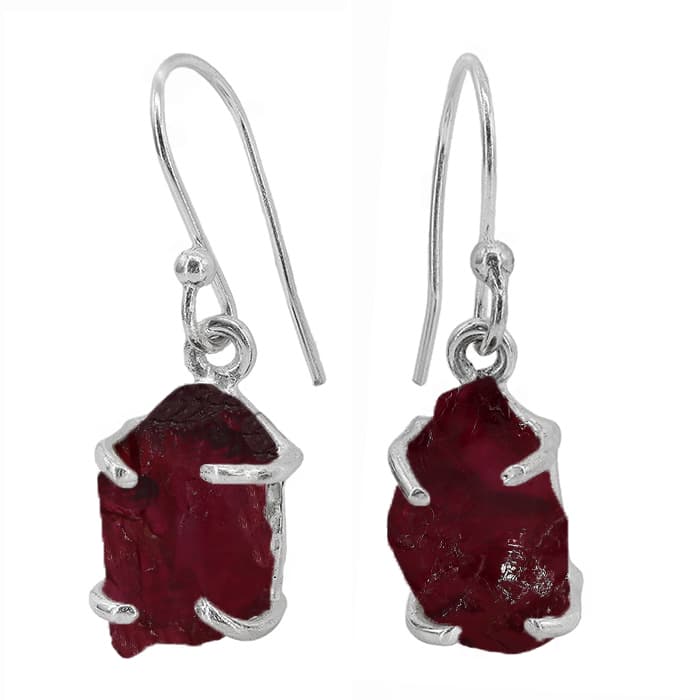 Free Shape Garnet Silver Earrings