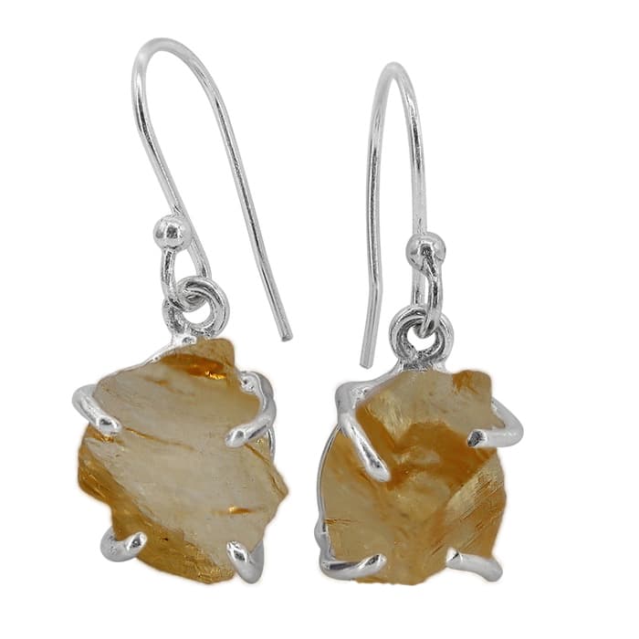 Free Shape Citrine Silver Earrings