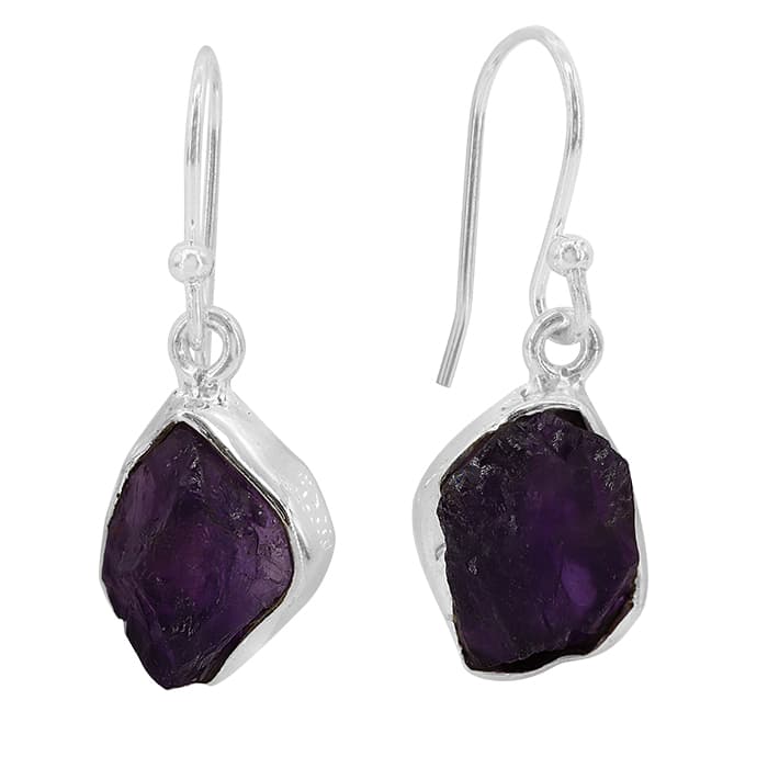 Free Shape Amethyst Silver Earrings
