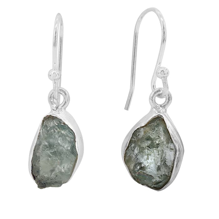Free Shape Aquamarine Silver Earrings