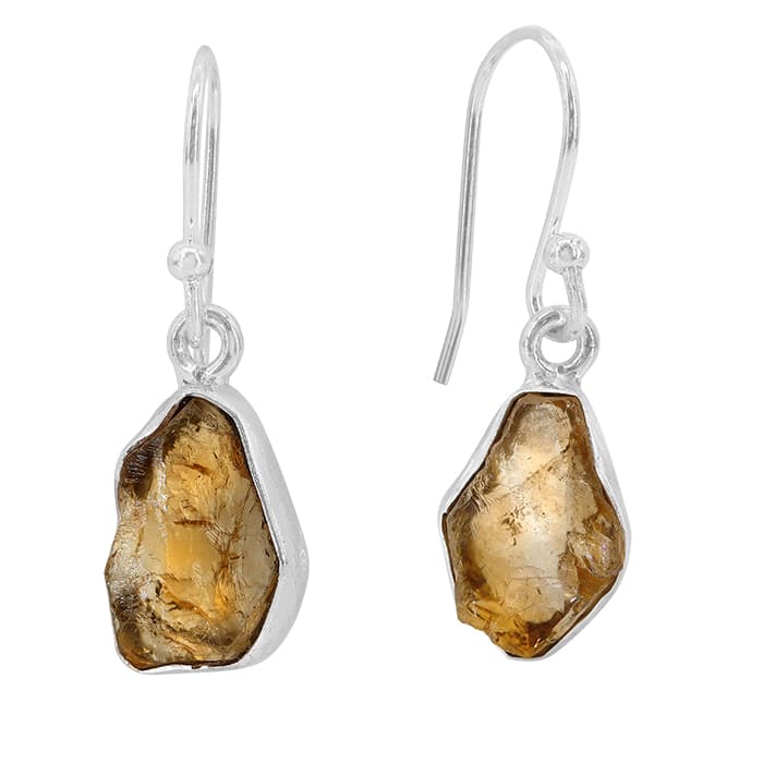 Free Shape Citrine Silver Earrings