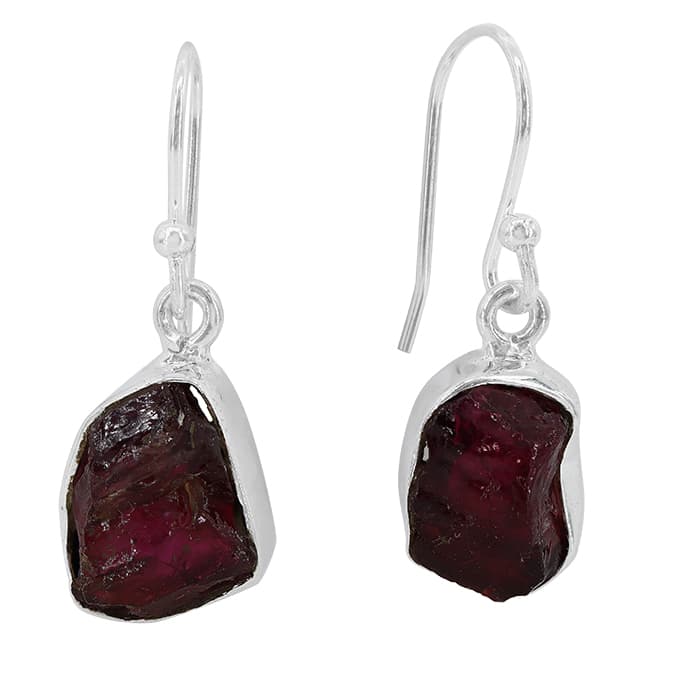 Free Shape Garnet Silver Earrings