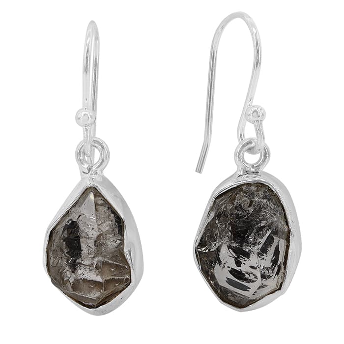 Free Shape Herkimer Quartz Silver Earrings