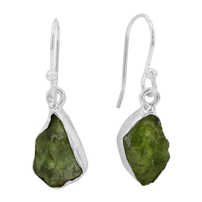 Free Shape Prehnite Silver Earrings