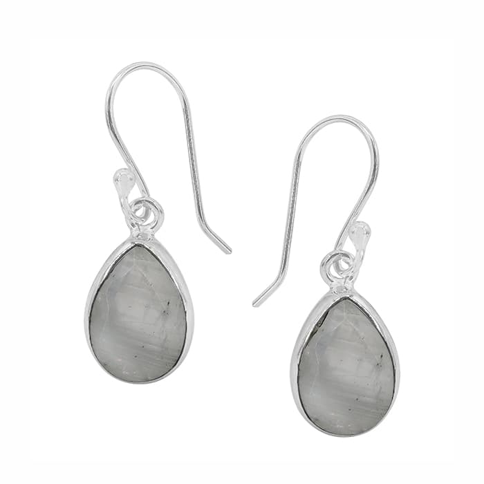 Rainbow Moonstone Silver Earrings